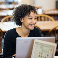 Female college student on laptop